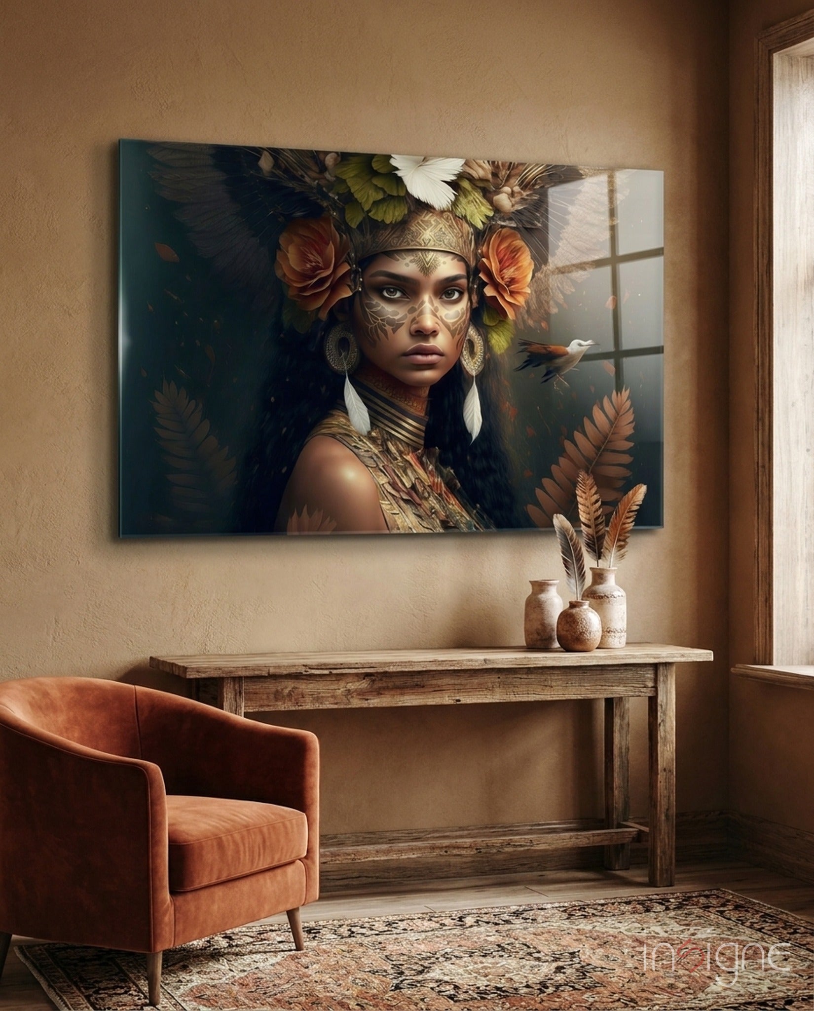 Princess of Flowers Glass Wall Art  || Designer Collection
