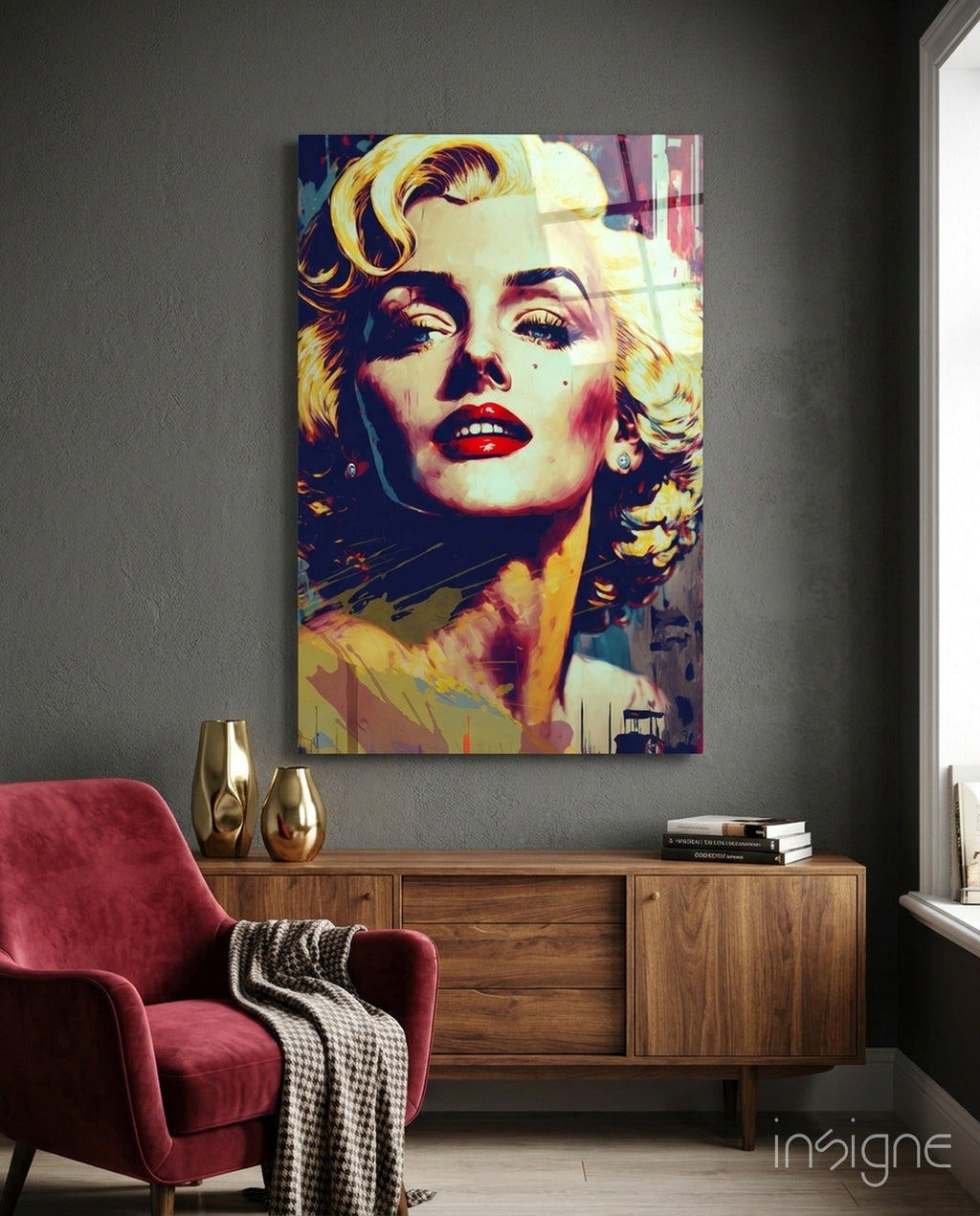 Marilyn Monroe Glass Wall Art  || Designer Collection