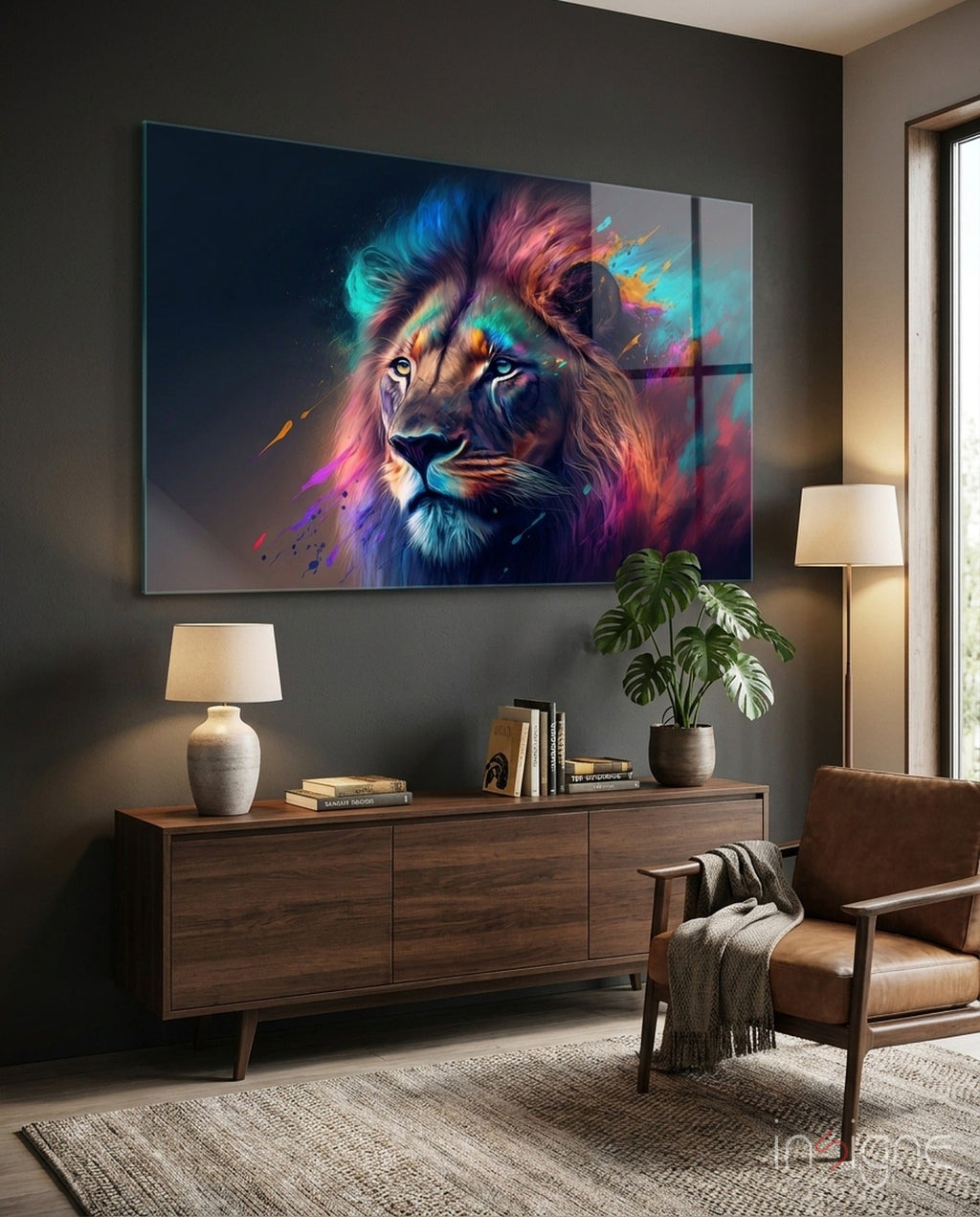 Nobility of the Lion Glass Wall Art  || Designer Collection