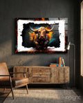 Bull Glass Wall Art|| Designer's Collection