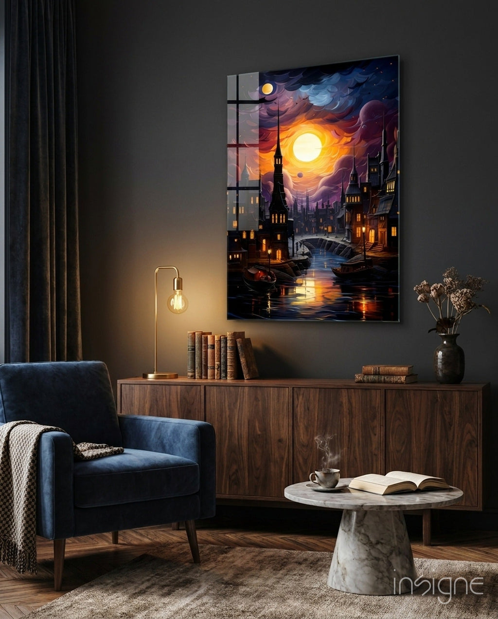 Moonlight Glass Wall Art|| Designer's Collection