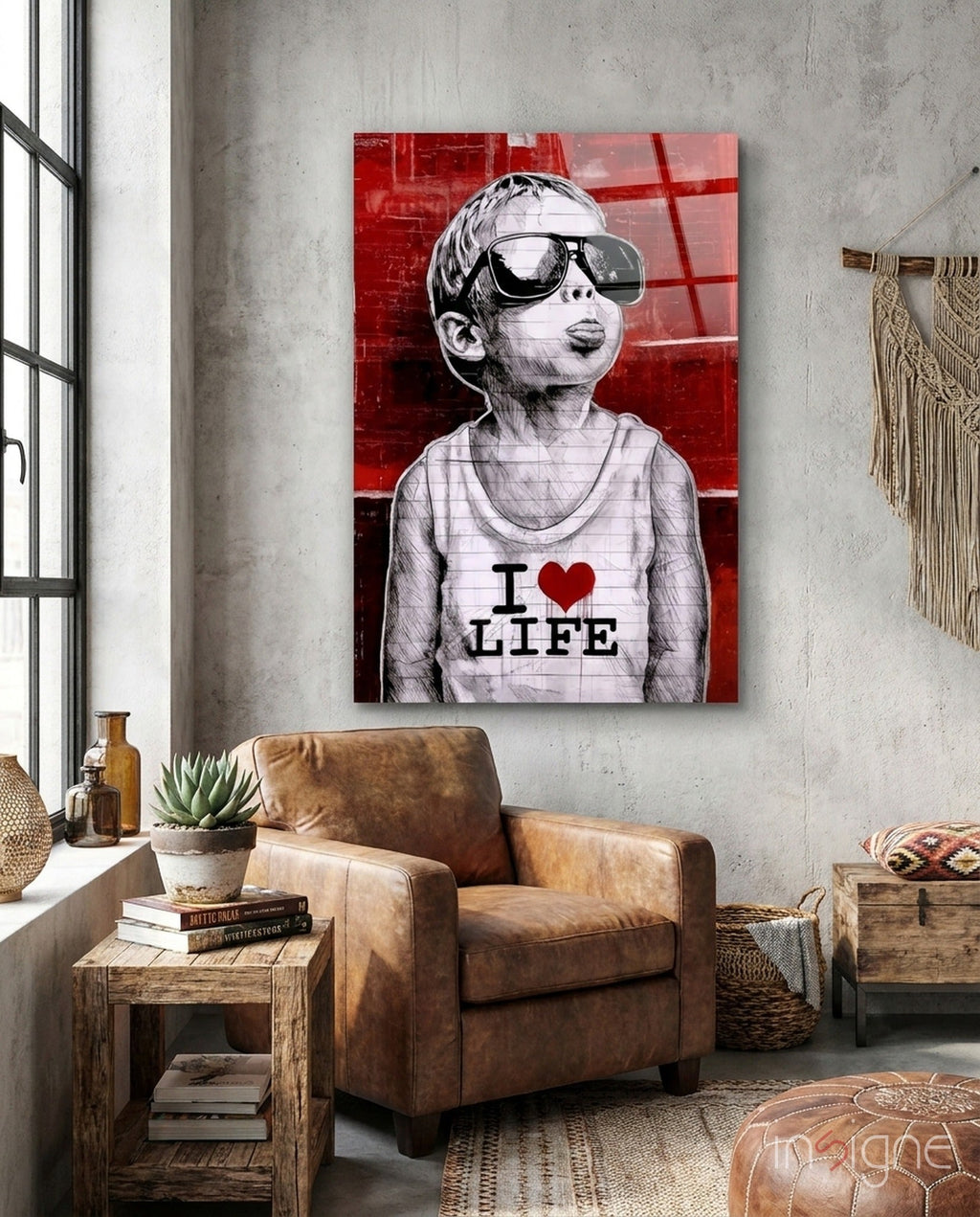 I Love Life Glass Wall Art || Designer Collection