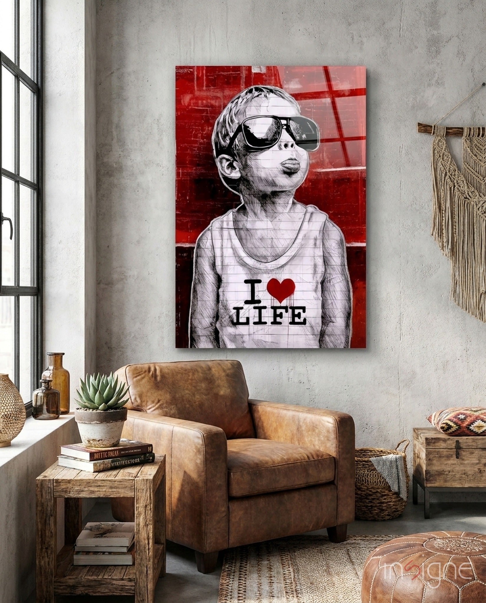 I Love Life Glass Wall Art || Designer Collection