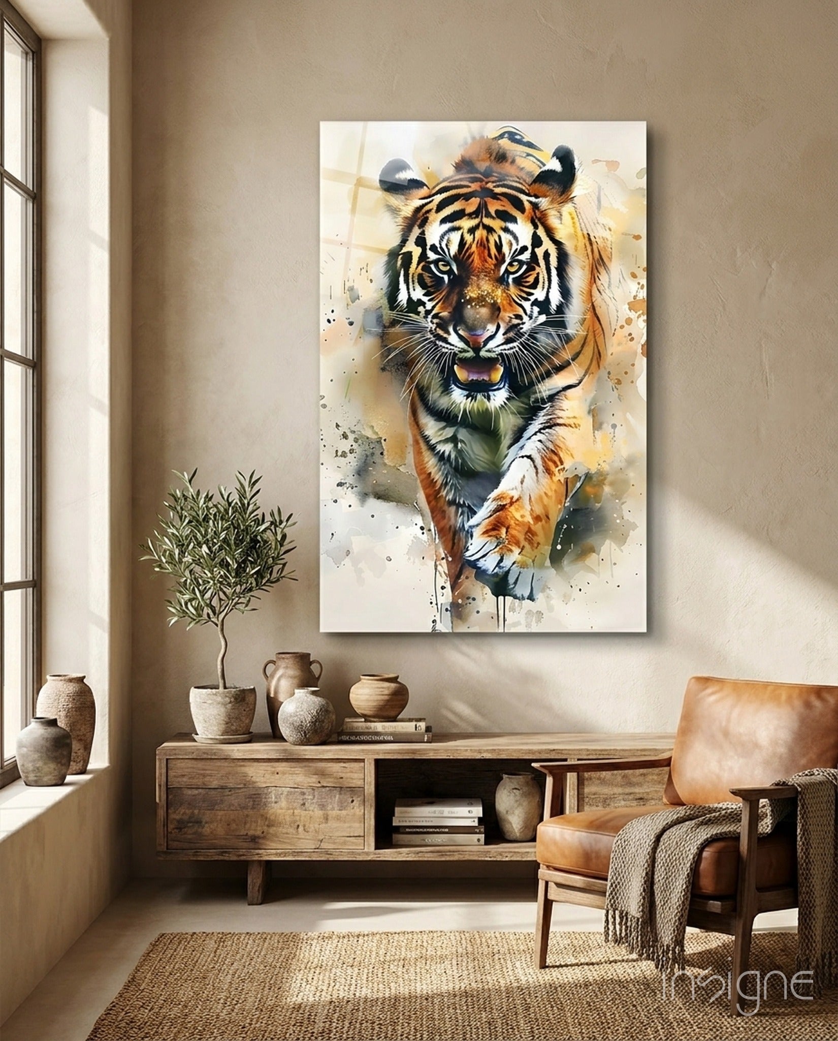 Tiger Glass Wall Art || Designer Collection
