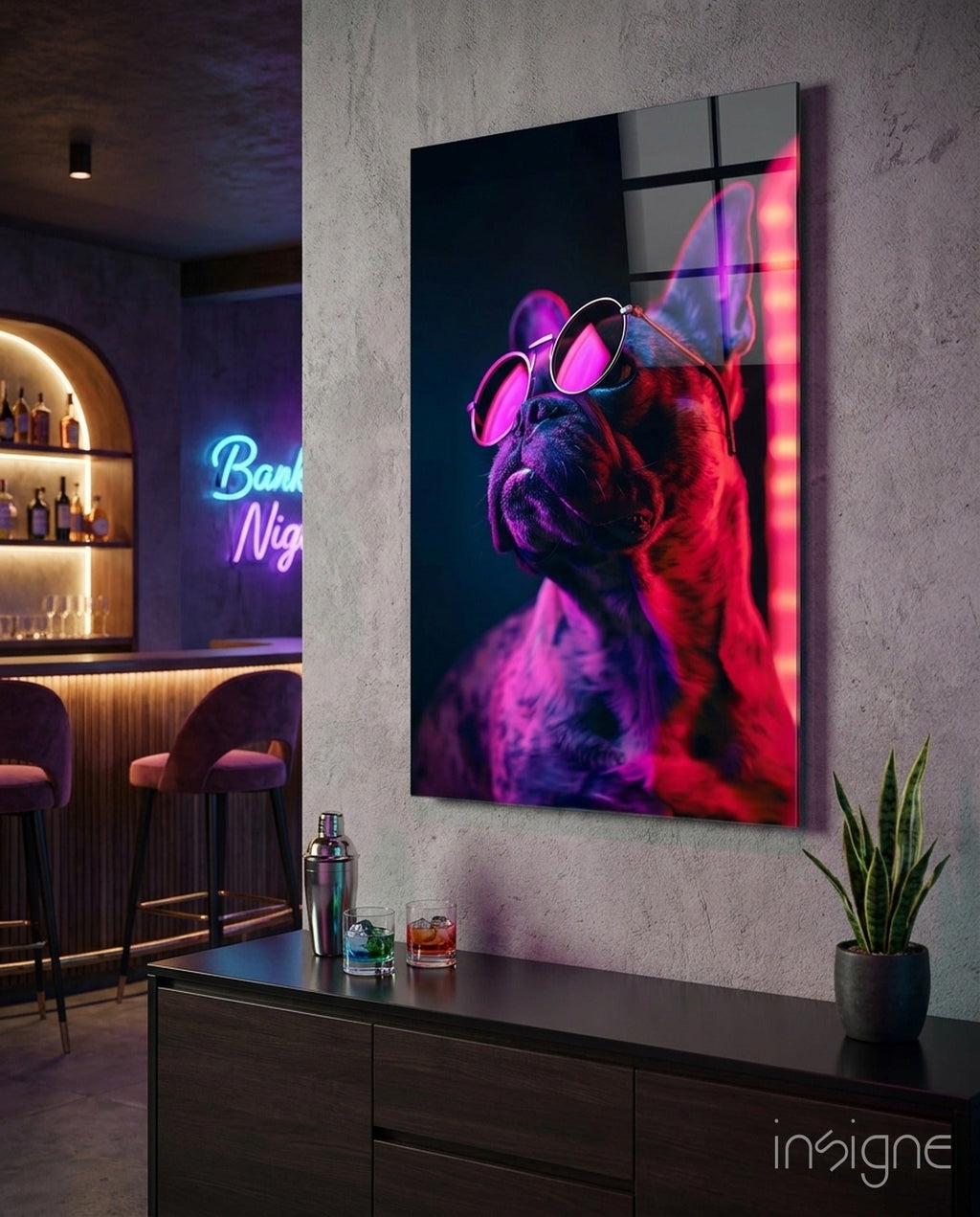 Dog with Glasses Glass Wall Art || Designer Collection