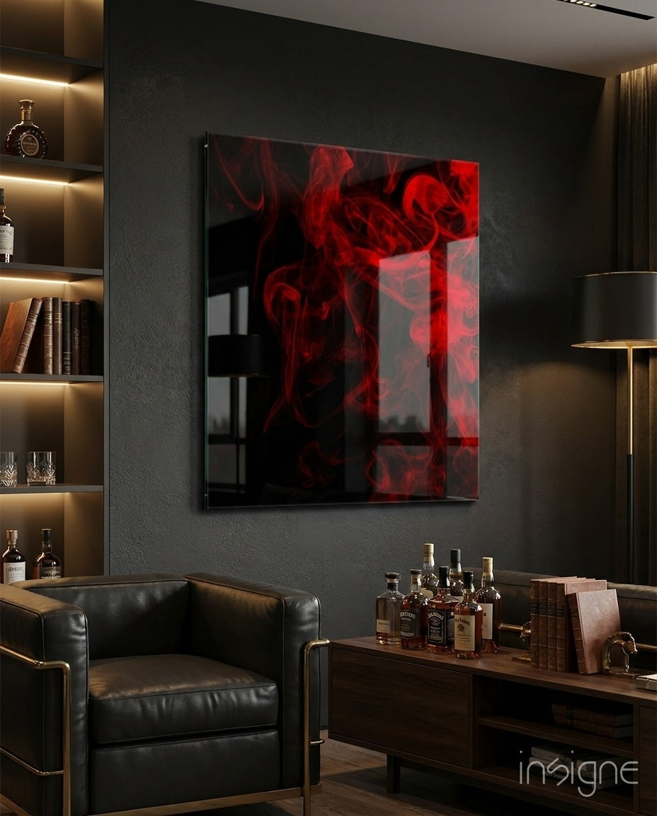 Red Smoke Glass Wall Art