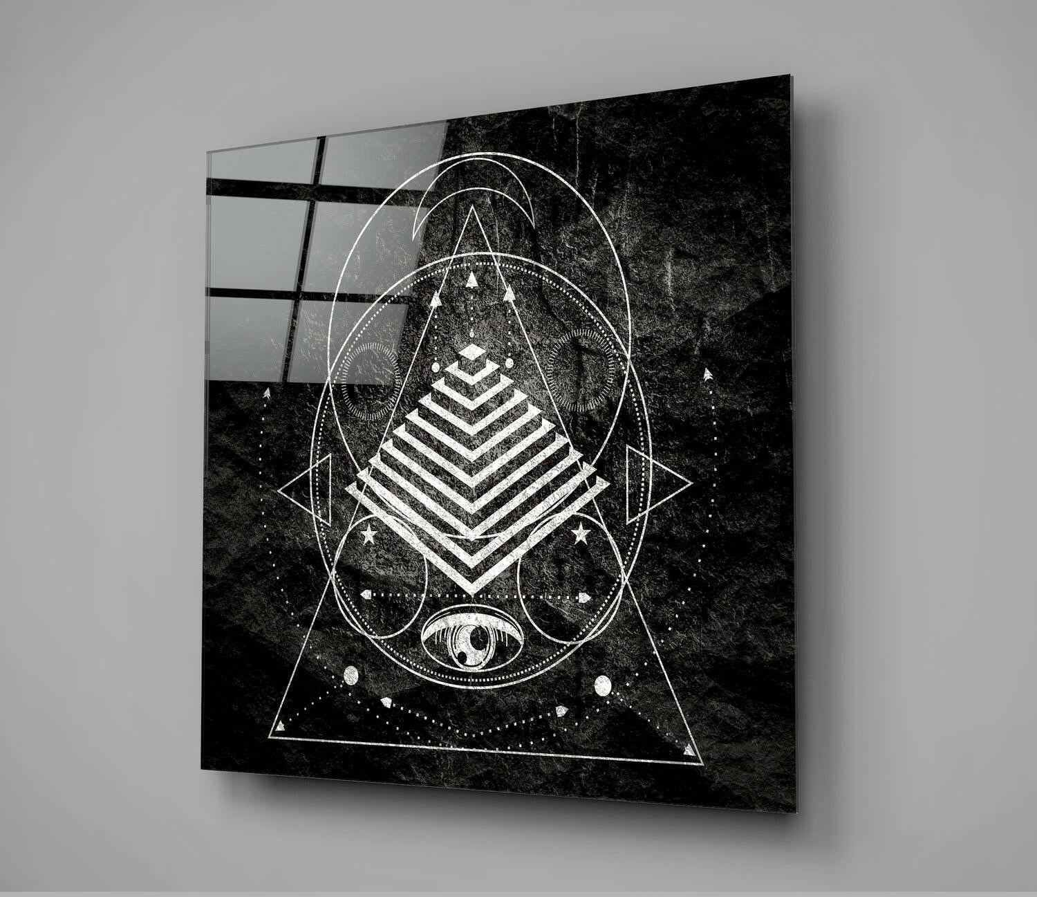 Lines of the Triangle Glass Wall Arts