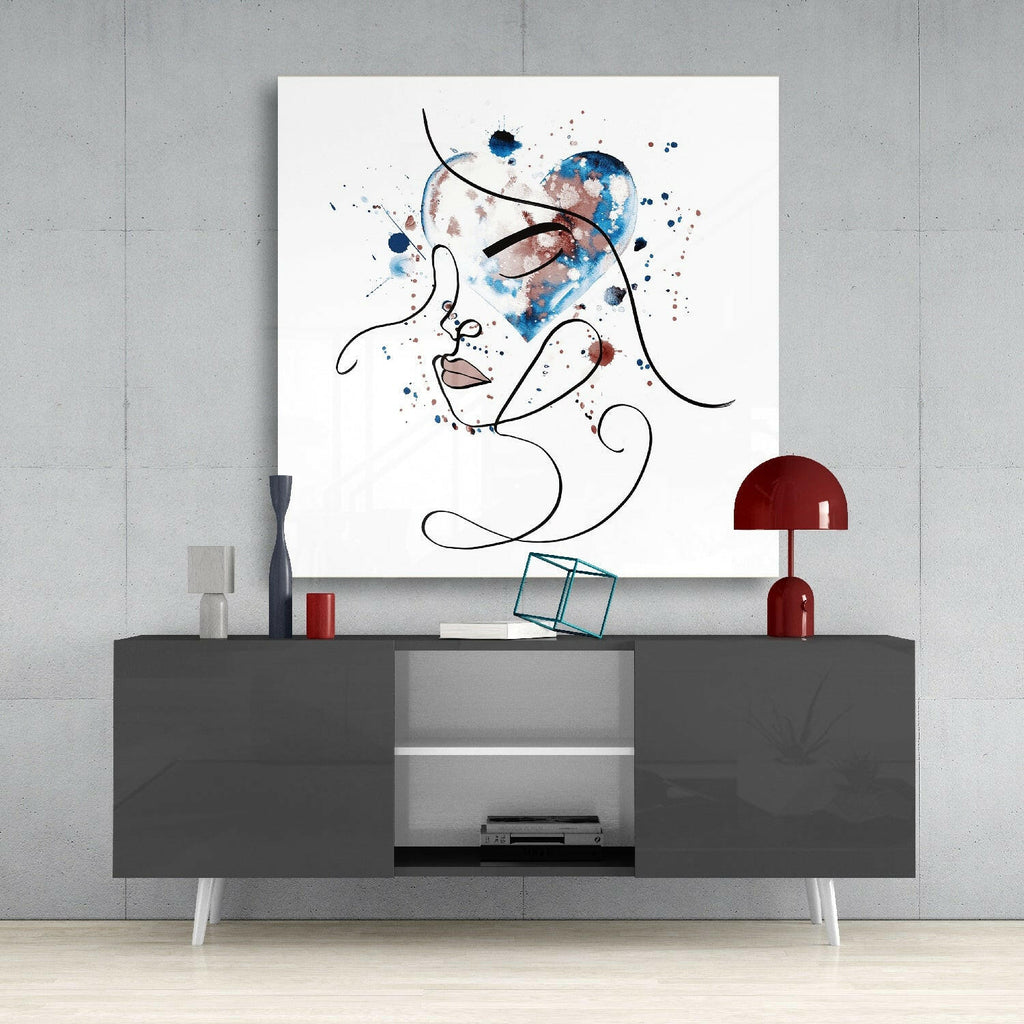 Face of Lines Glass Wall Art