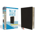 NIV, Thinline Bible, Giant Print, Bonded Leather, Black, Indexed, Red Letter Edition - Bonded Leather