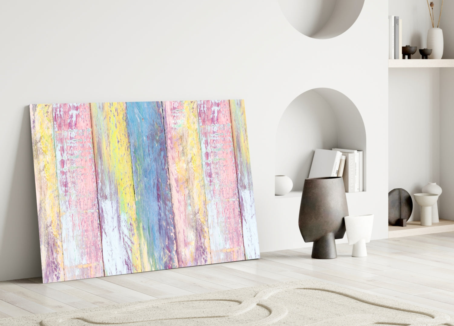 Painted Wood Glass Wall Art
