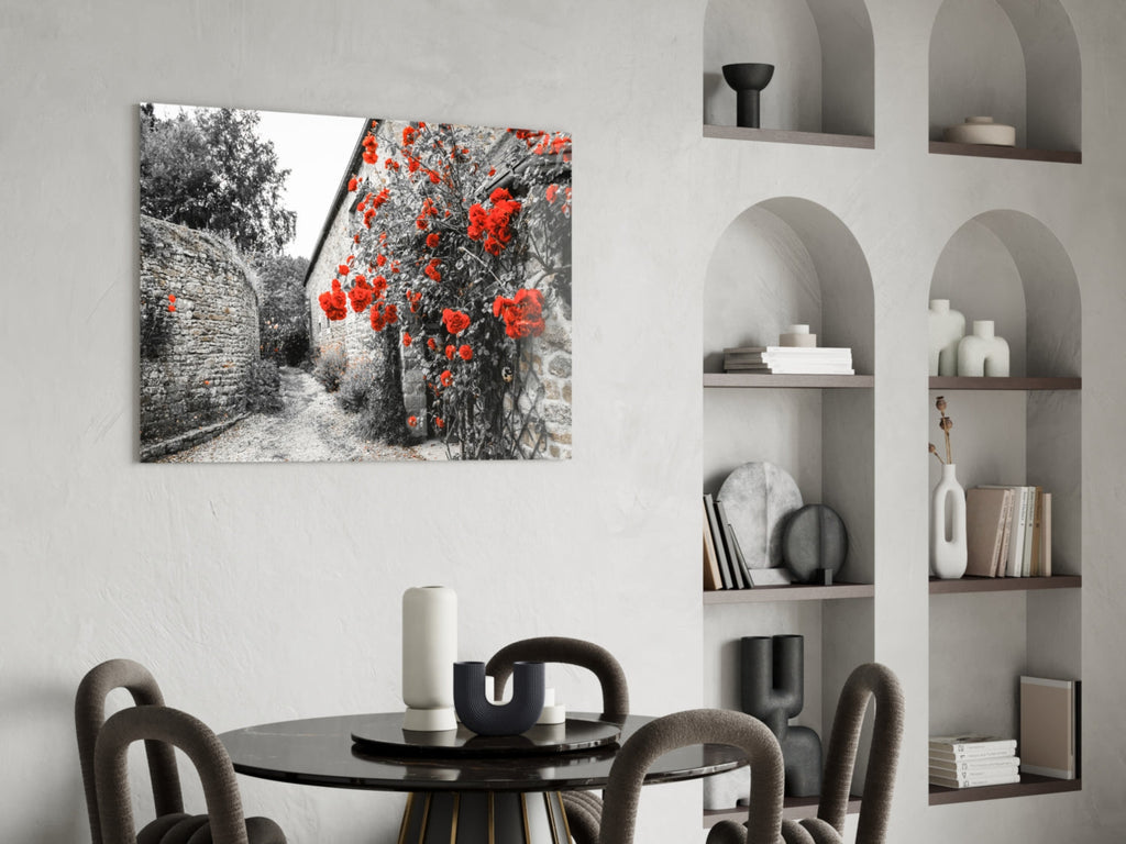 Red Rose Glass Wall Art