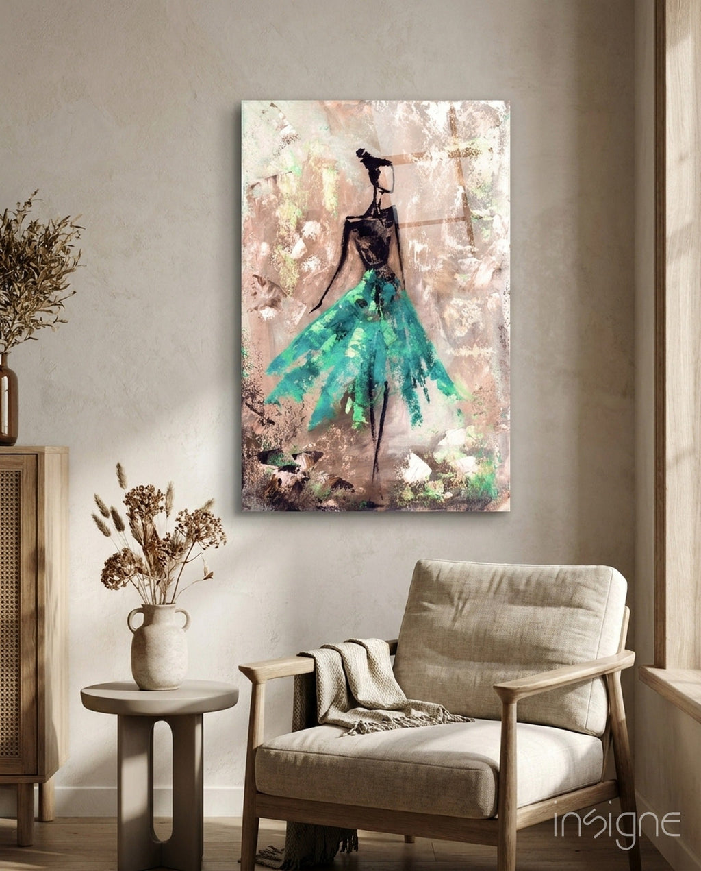 Female (Green) Glass Wall Art