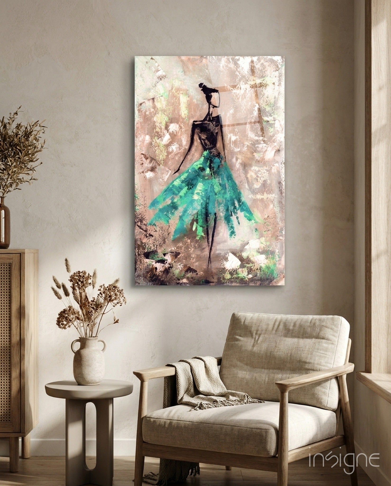 Female (Green) Glass Wall Art