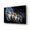 Venetian Carnival Masks Glass Wall Art