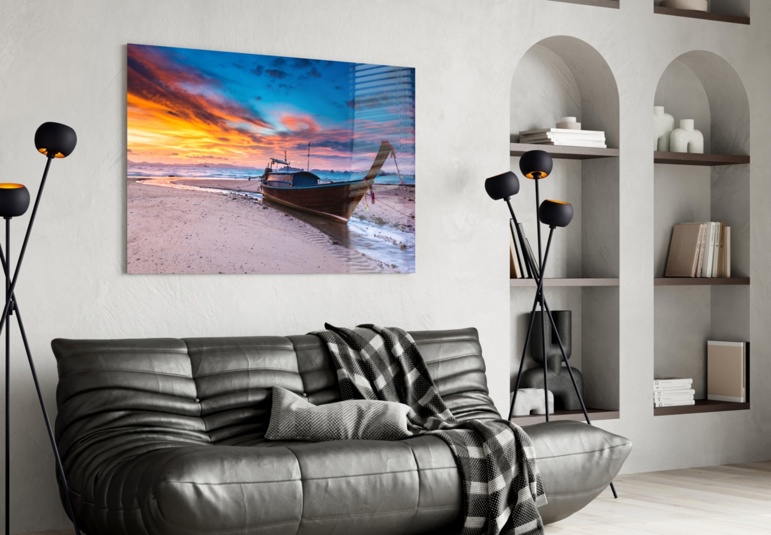 Red Sky Glass Wall Art