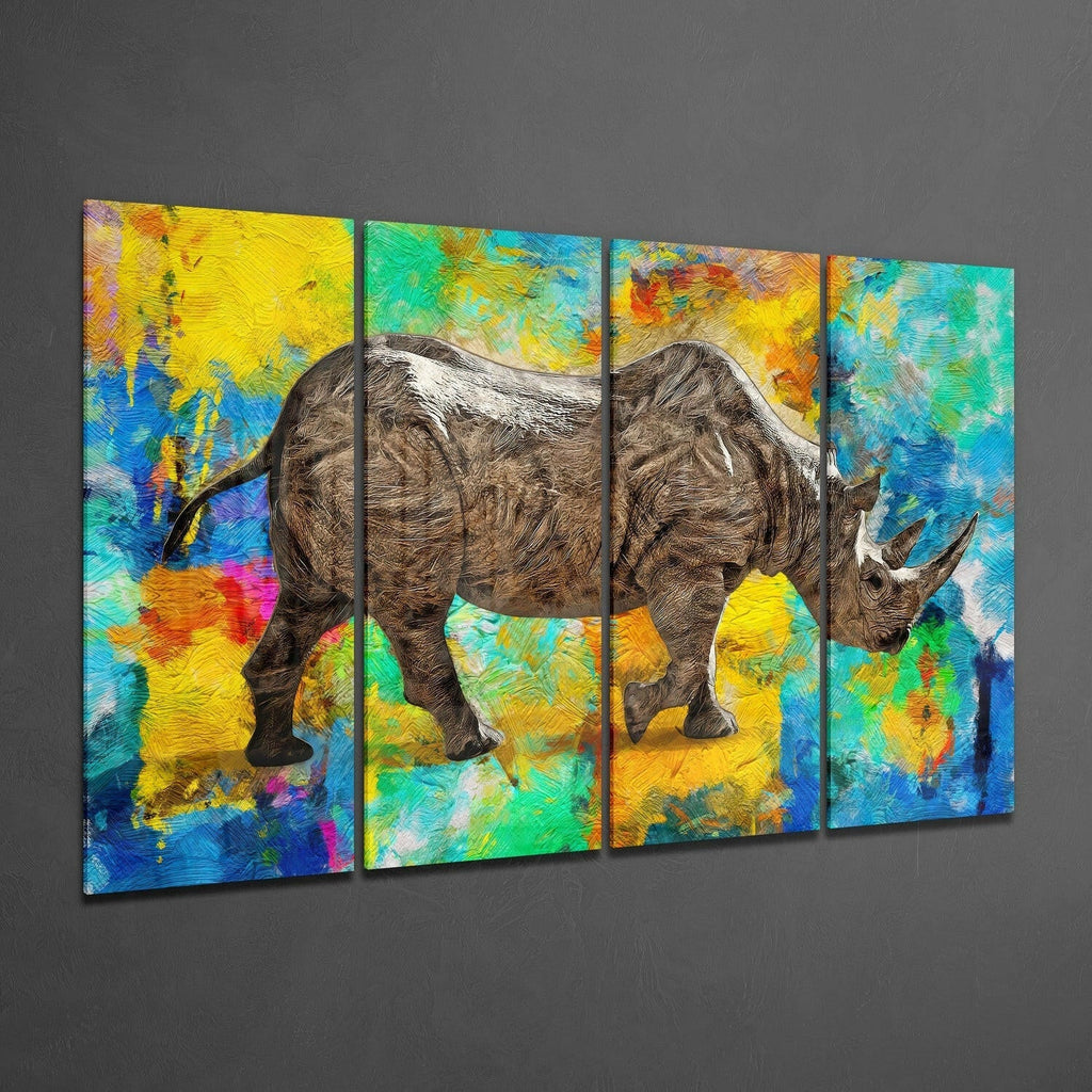 Rhino 4 Pieces Mega Glass Wall Art (59"x36")