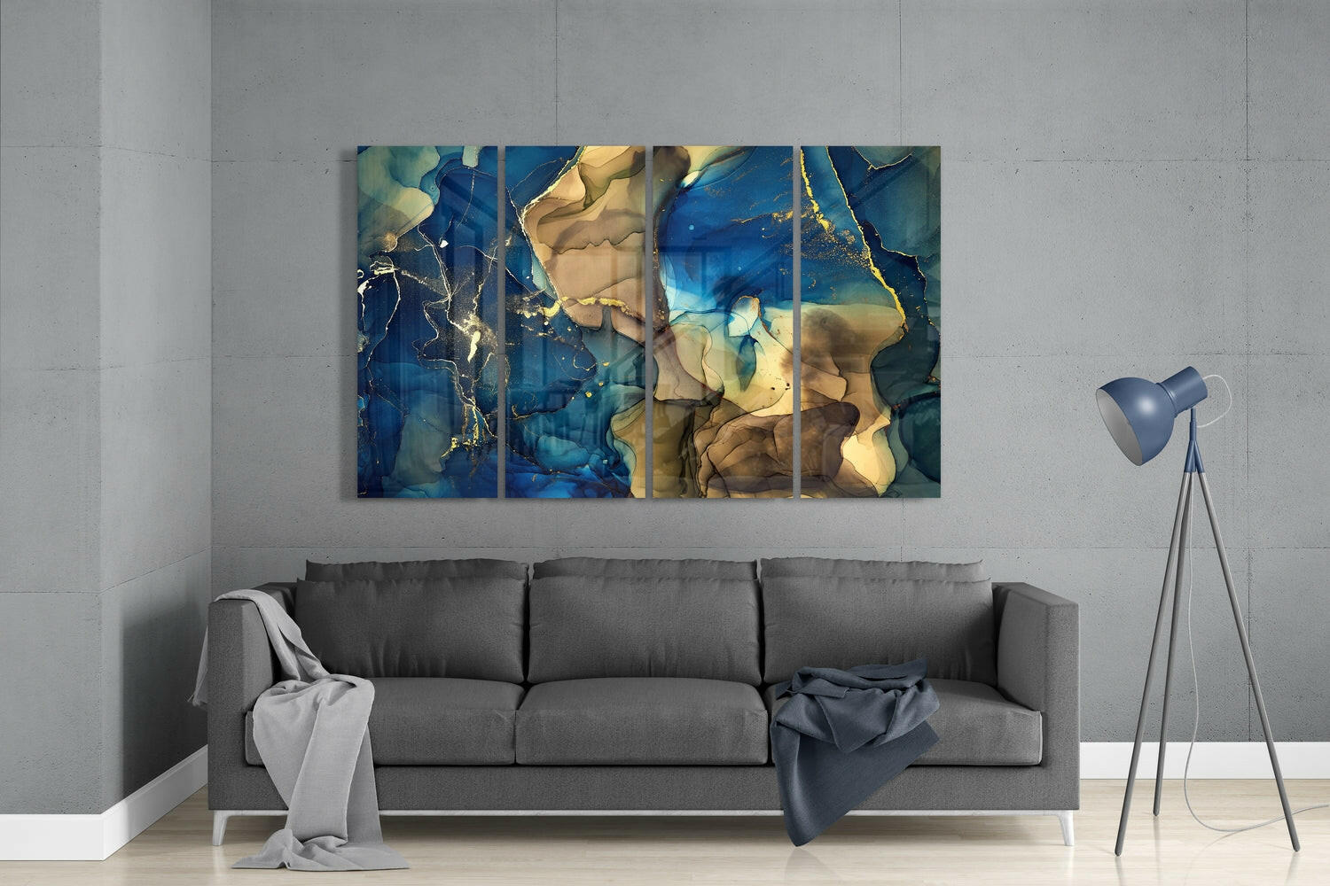 Marble 4 Pieces Mega Glass Wall Art (59"x36")