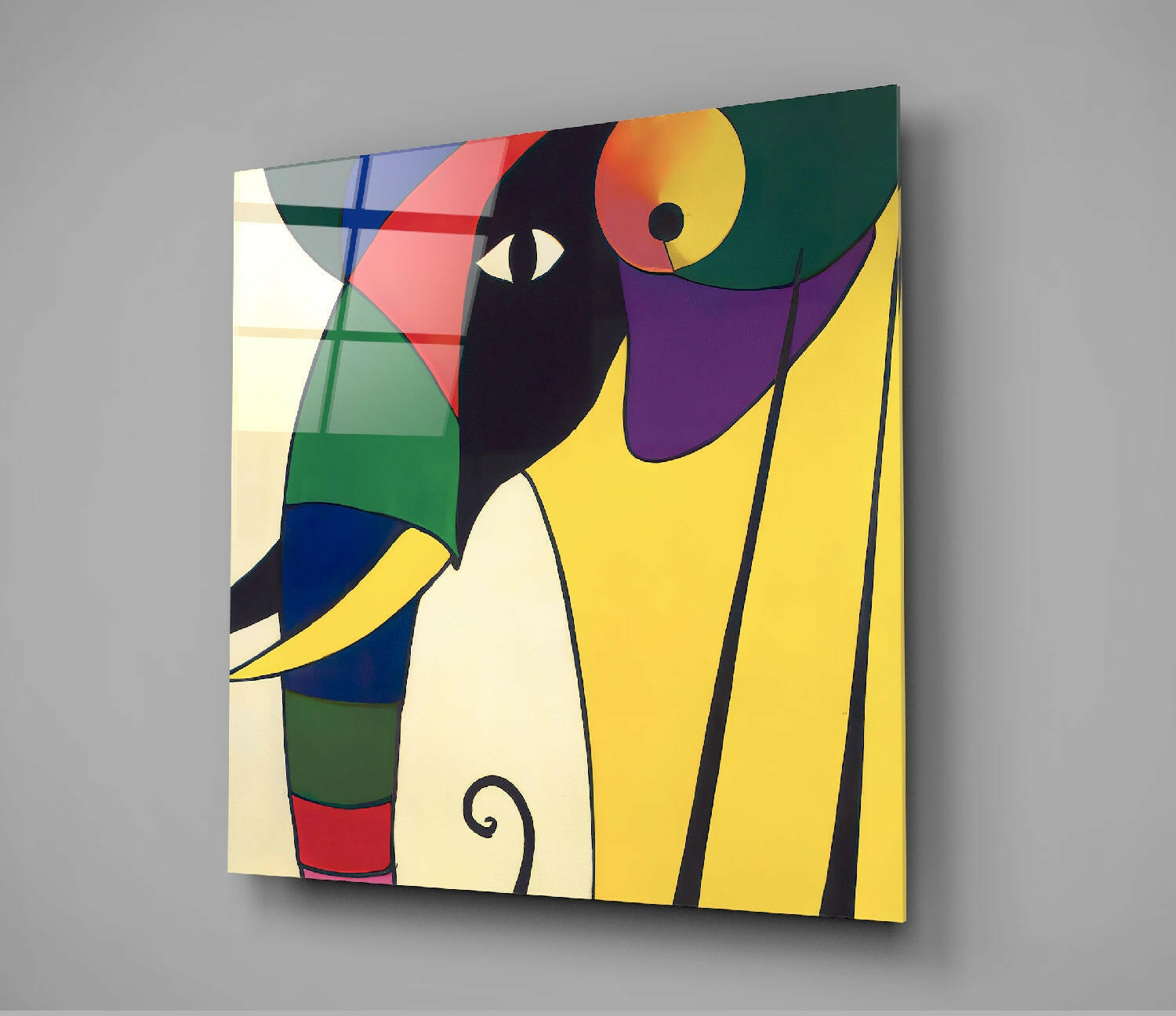 Wassily's Elephant Glass Wall Art  || Designer Collection