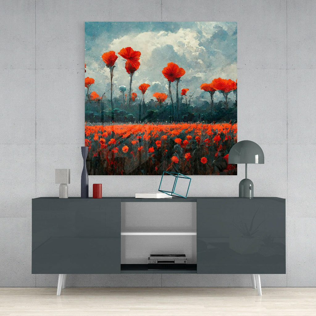 Poppy Glass Wall Art  || Designer Collection