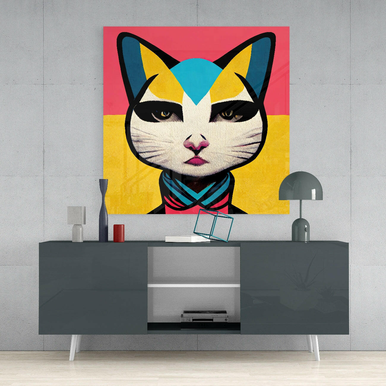 Ms. Cat Glass Wall Art  || Designer Collection