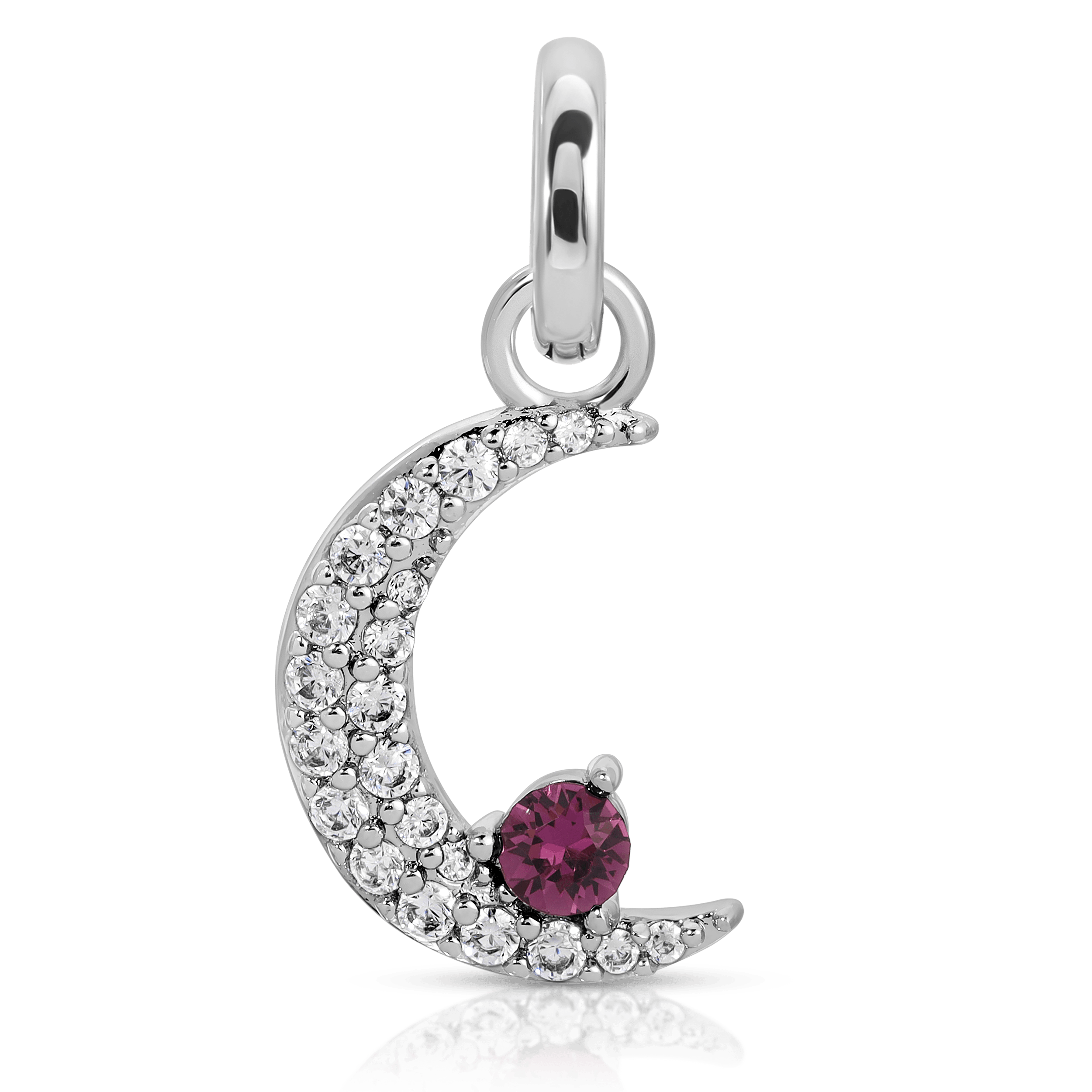 February Amethyst Birthstone Charm - Moon
