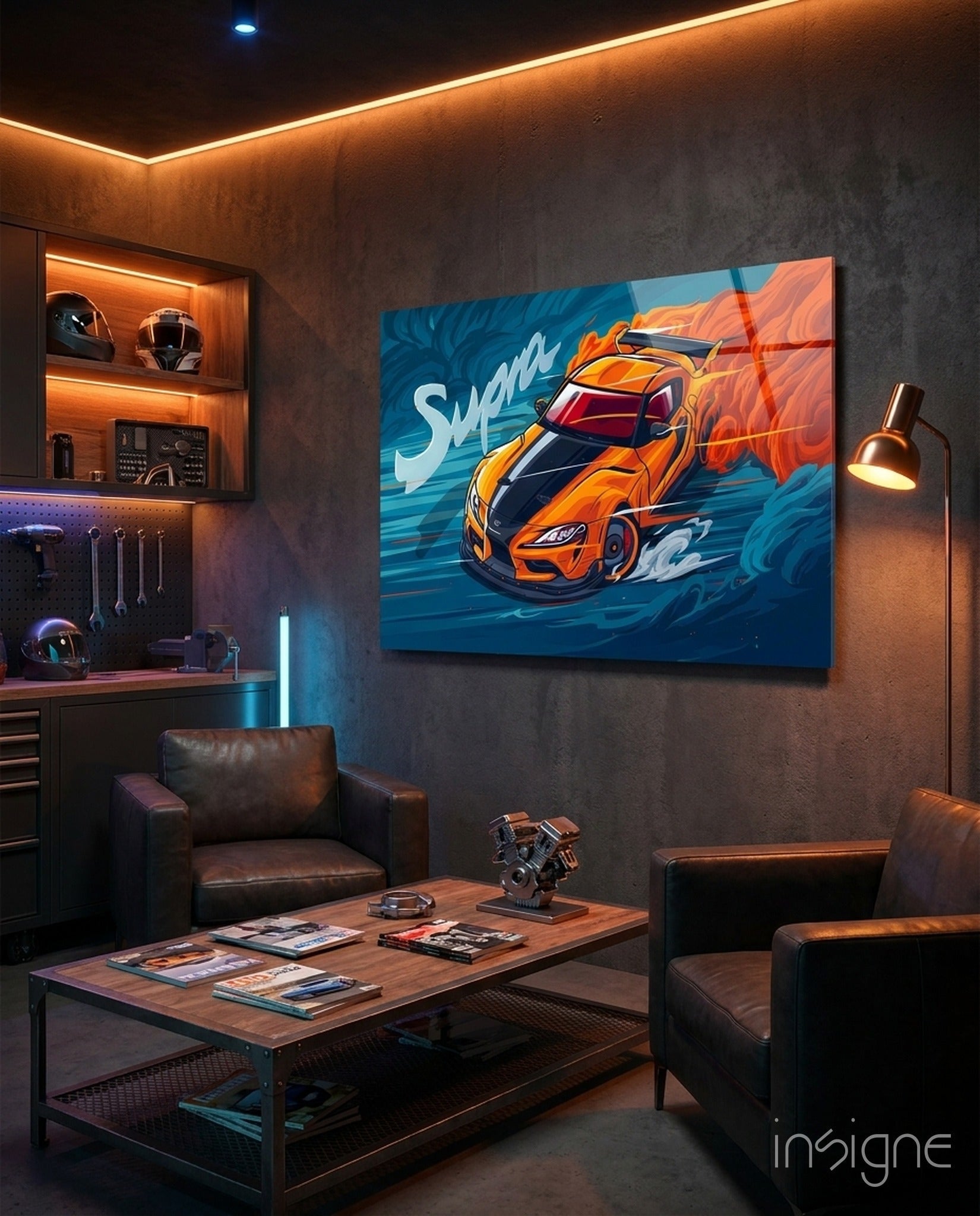 Supra Blazing Speed Glass Wall Art || Designer Collection