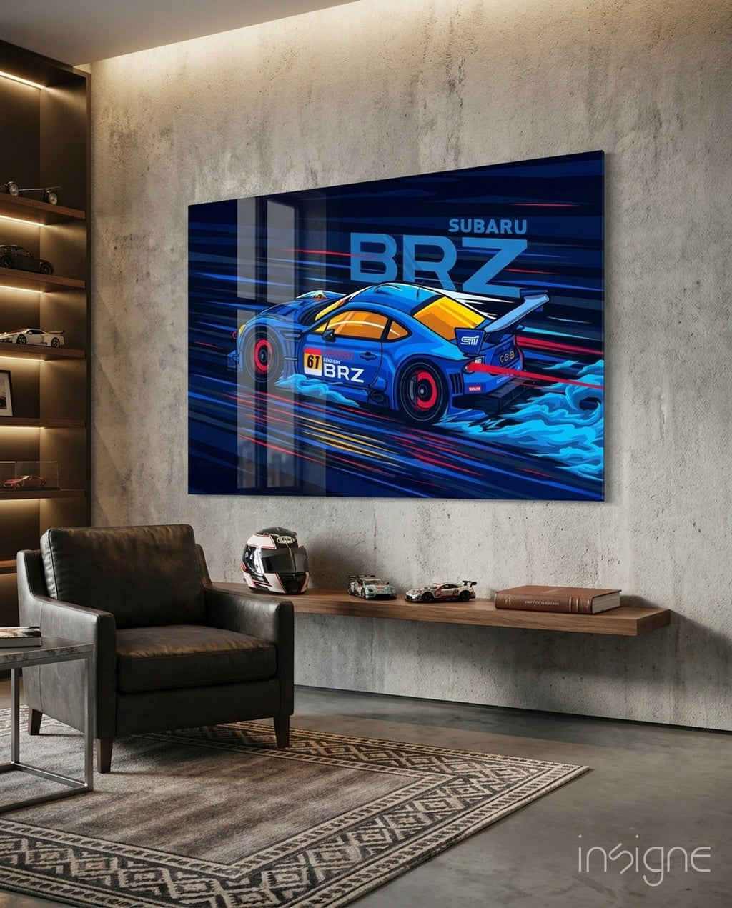 Subaru BRZ Blue Speed Glass Wall Art || Designer Collection
