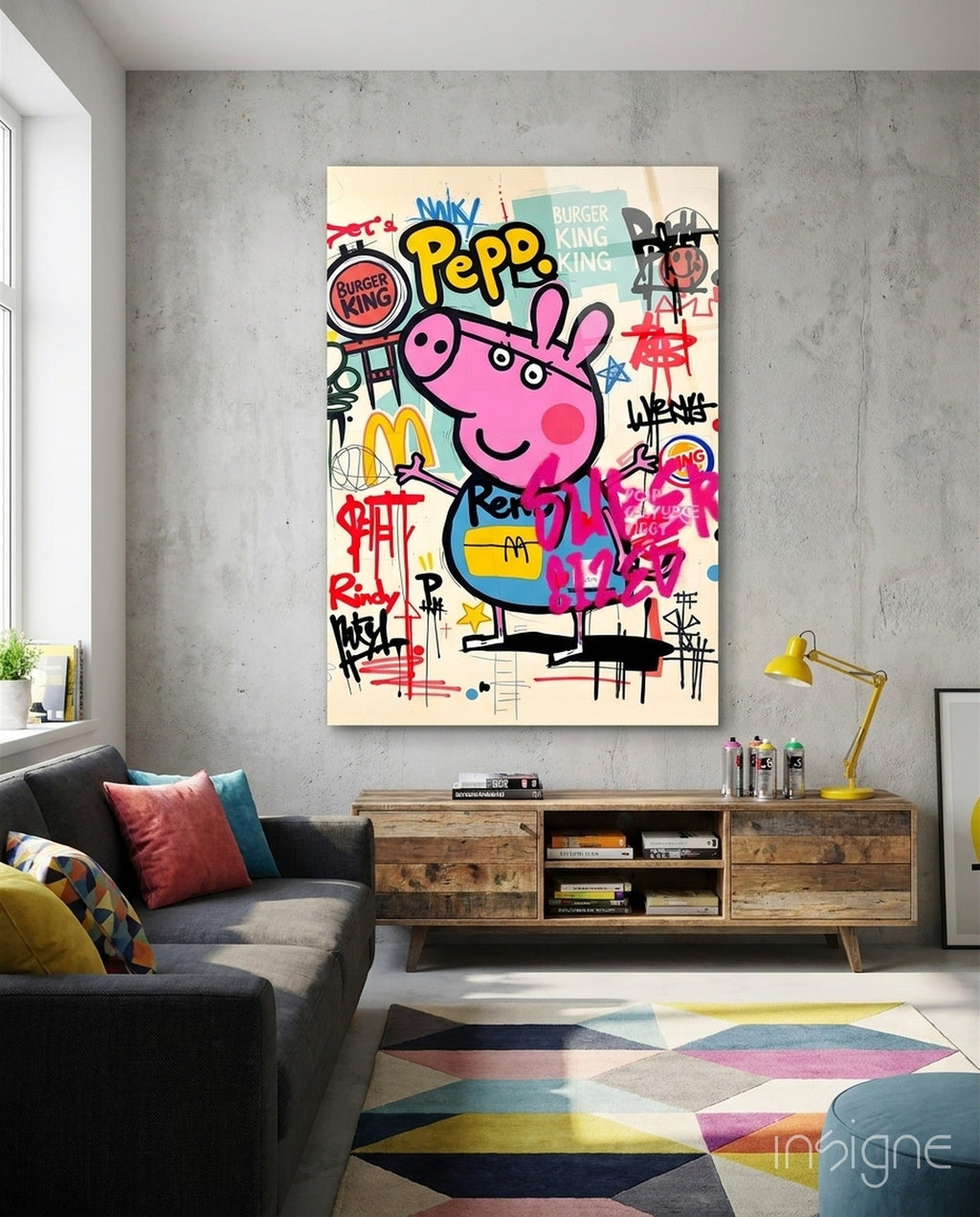 Urban Peppa Glass Wall Art || Designer Collection