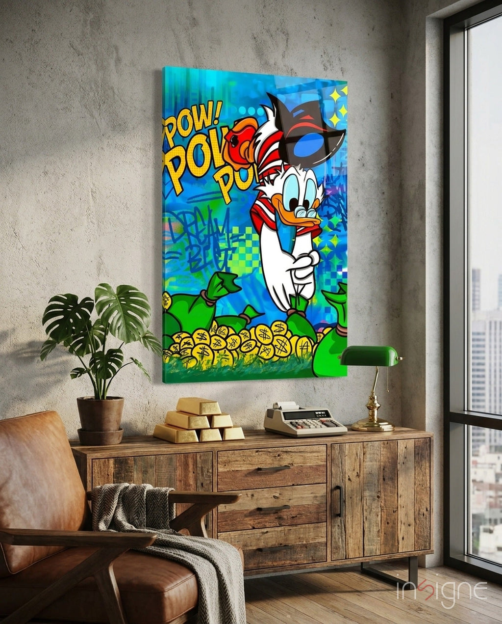 Donald the Money Man Glass Wall Art || Designer Collection