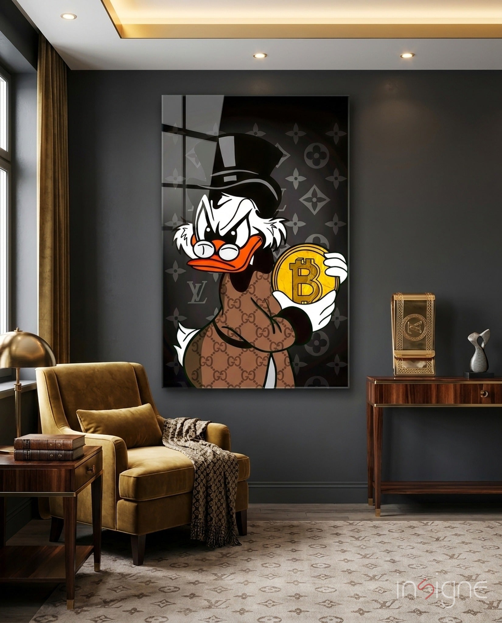 Crypto Rich Scoundrel Glass Wall Art || Designer Collection