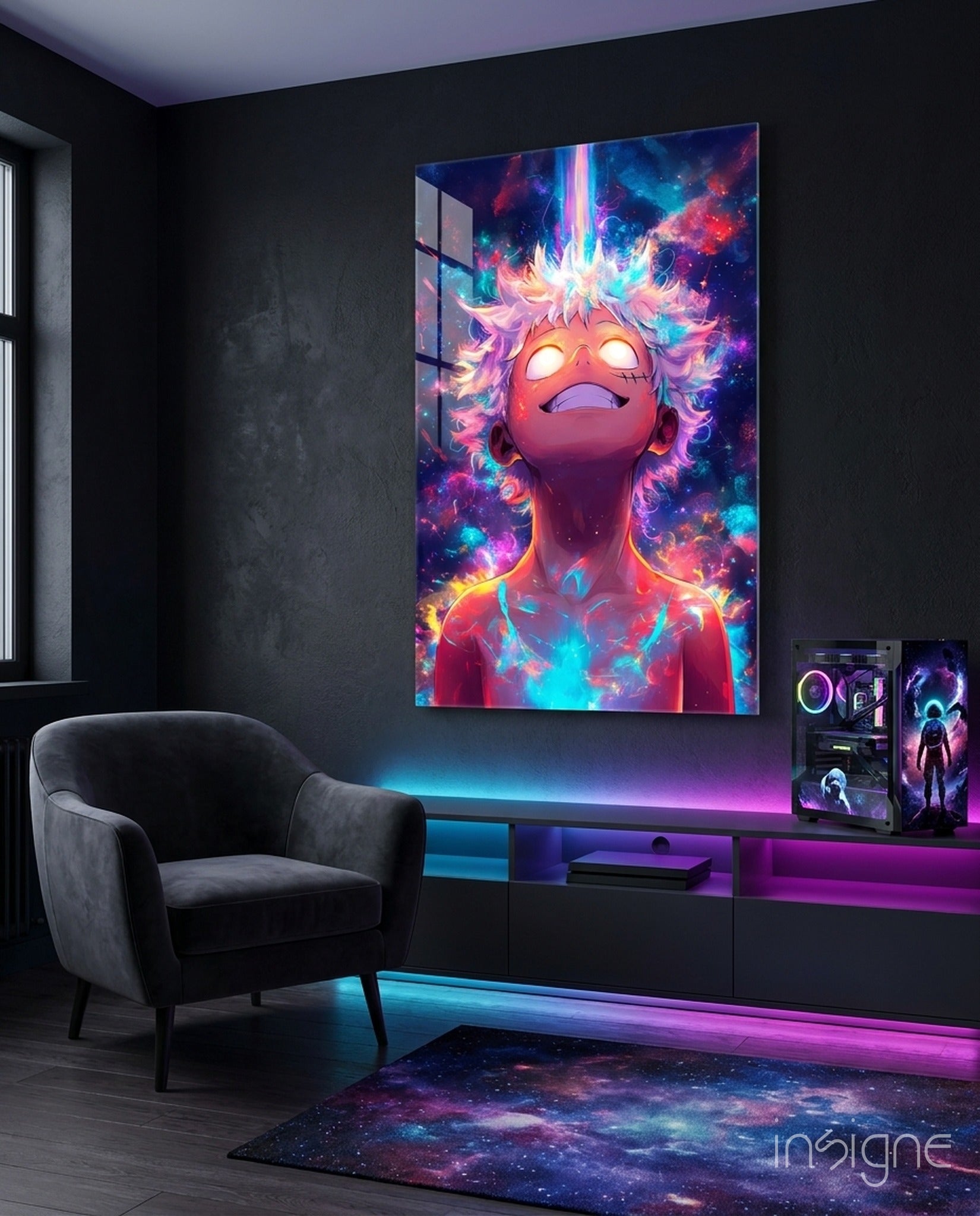 Cosmic Monkey D. Luffy Glass Wall Art || Designer Collection