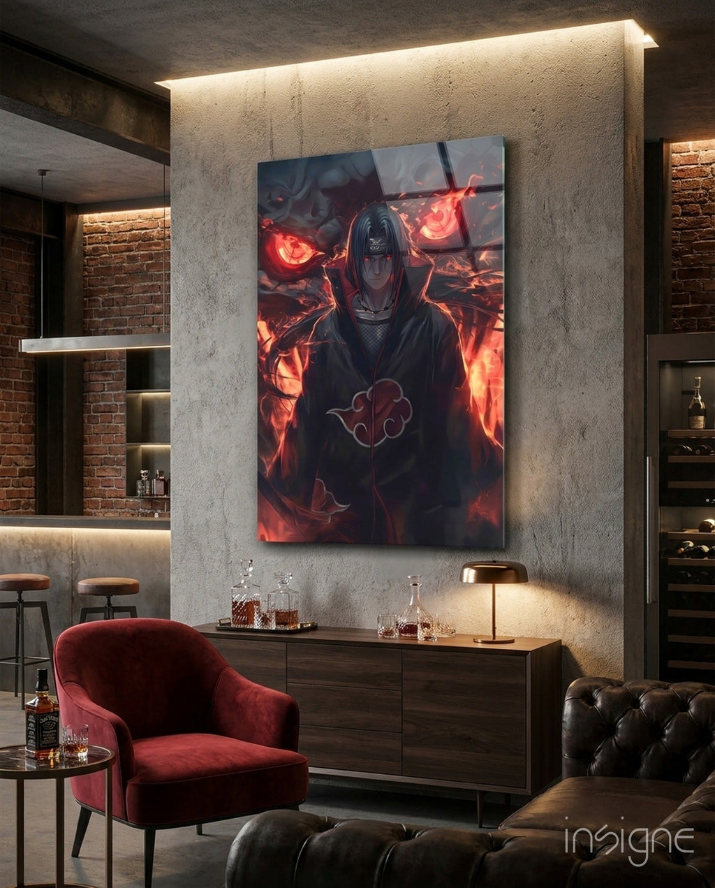 Akatsuki Itachi Glass Wall Art || Designer Collection