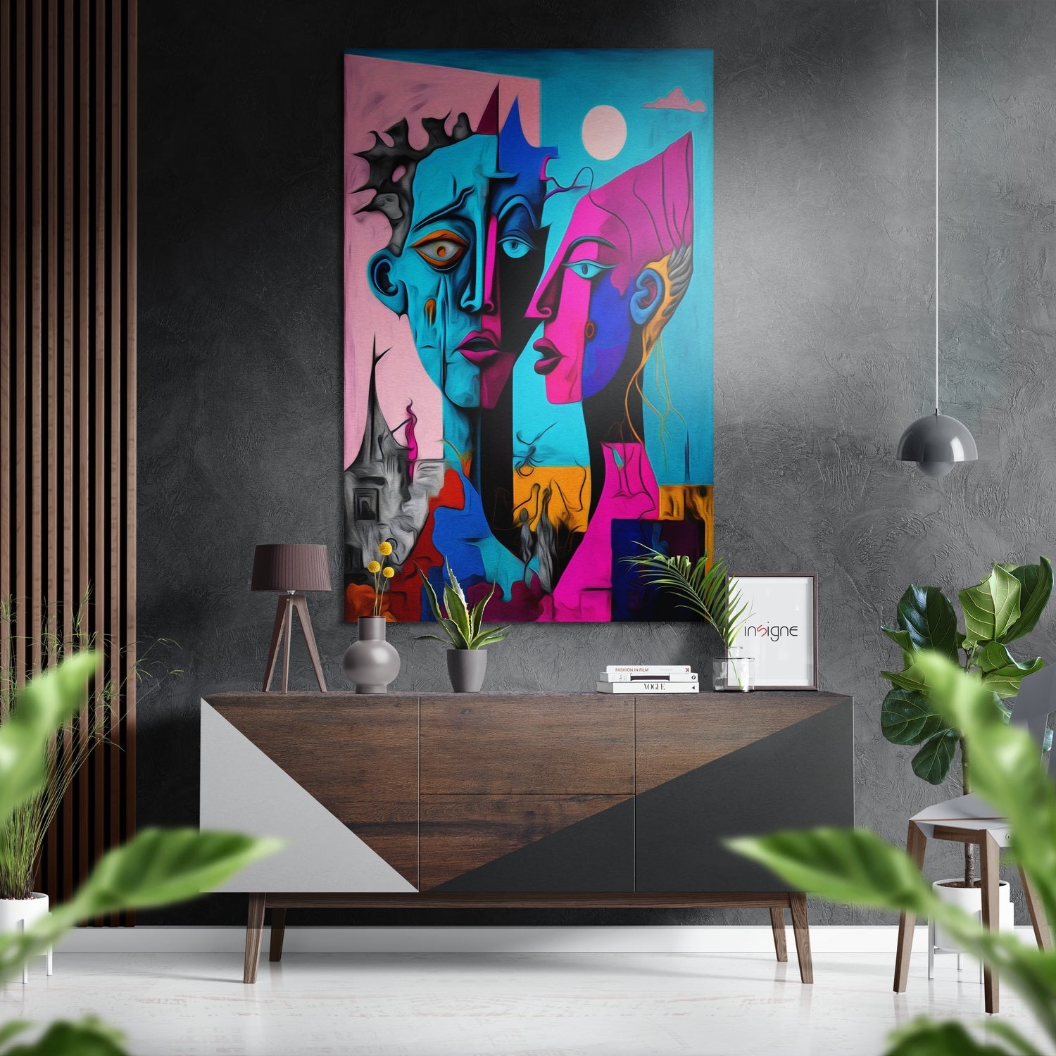 Picasso Style Brushed Aluminum Dibond Wall Art