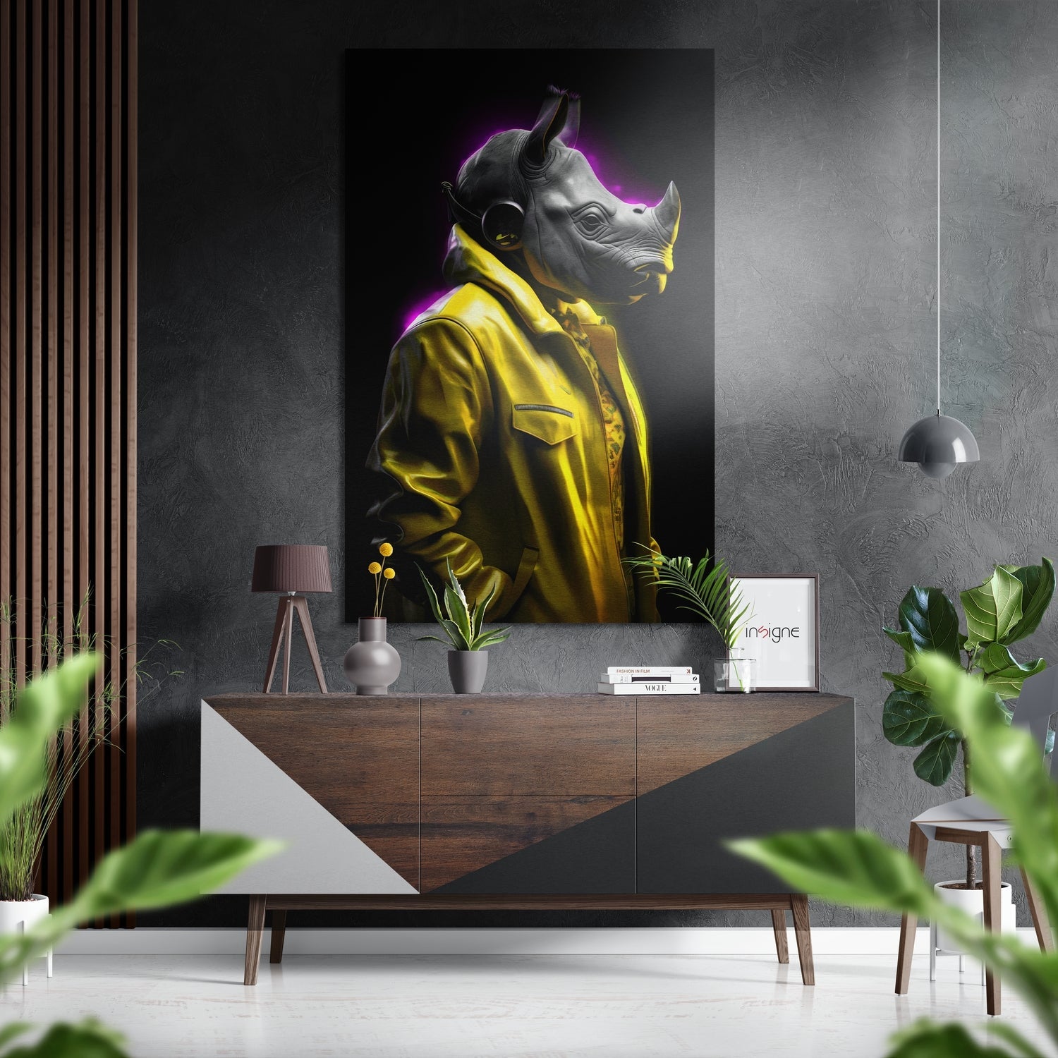 Fashionate Rhino Brushed Aluminum Dibond Wall Art