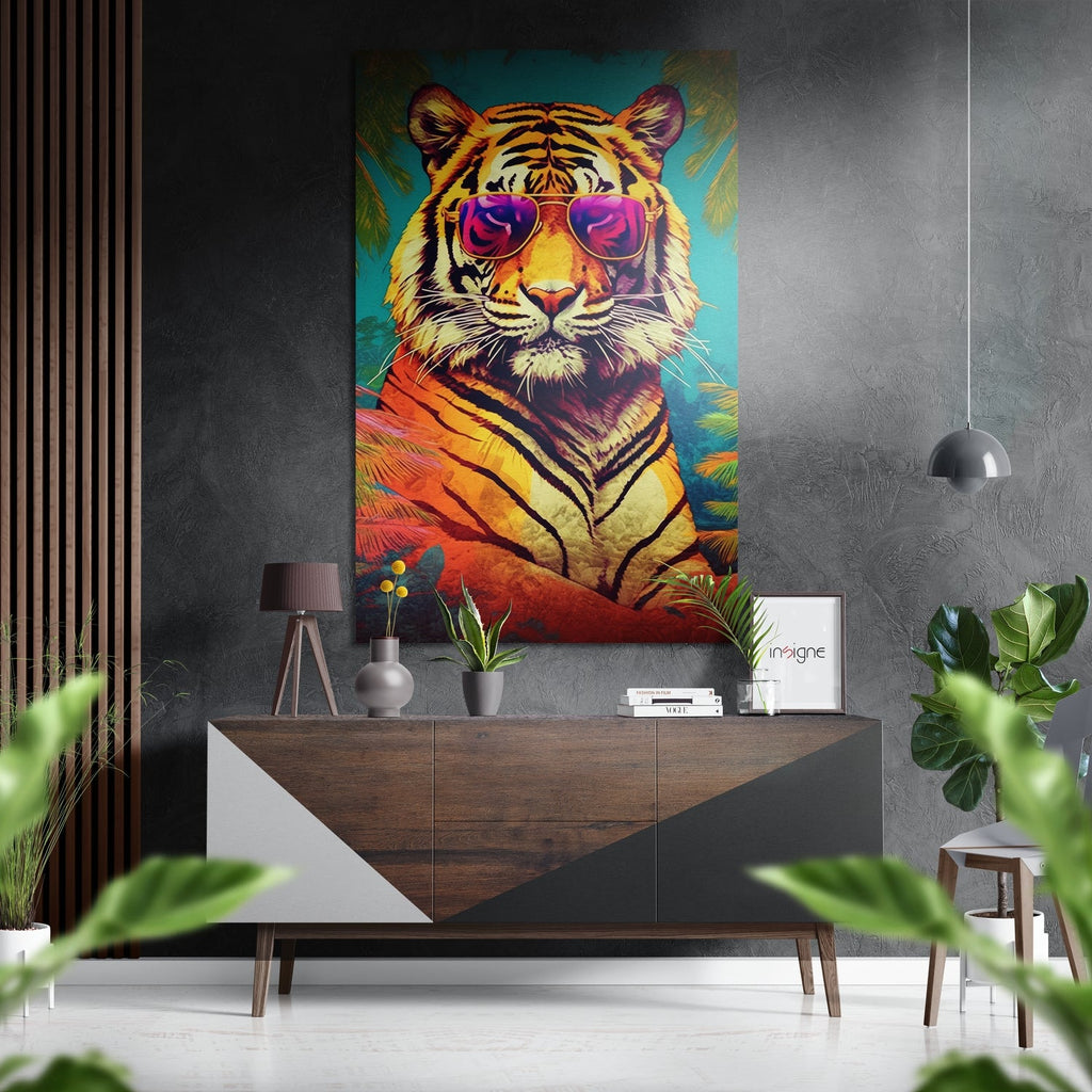 Spectacled Tiger Brushed Aluminum Dibond Wall Art
