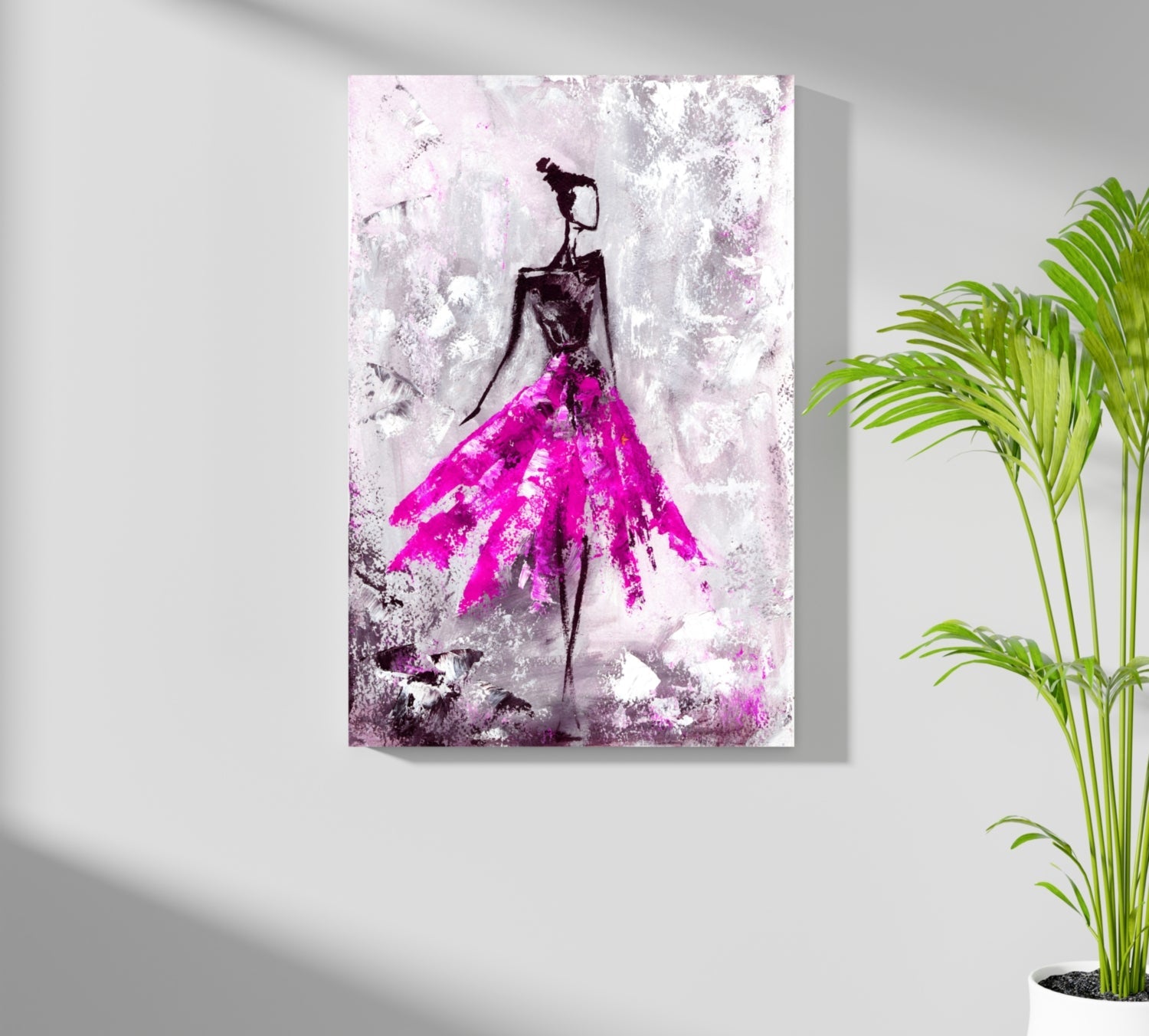 Lady in Pink Dress Aluminum Print