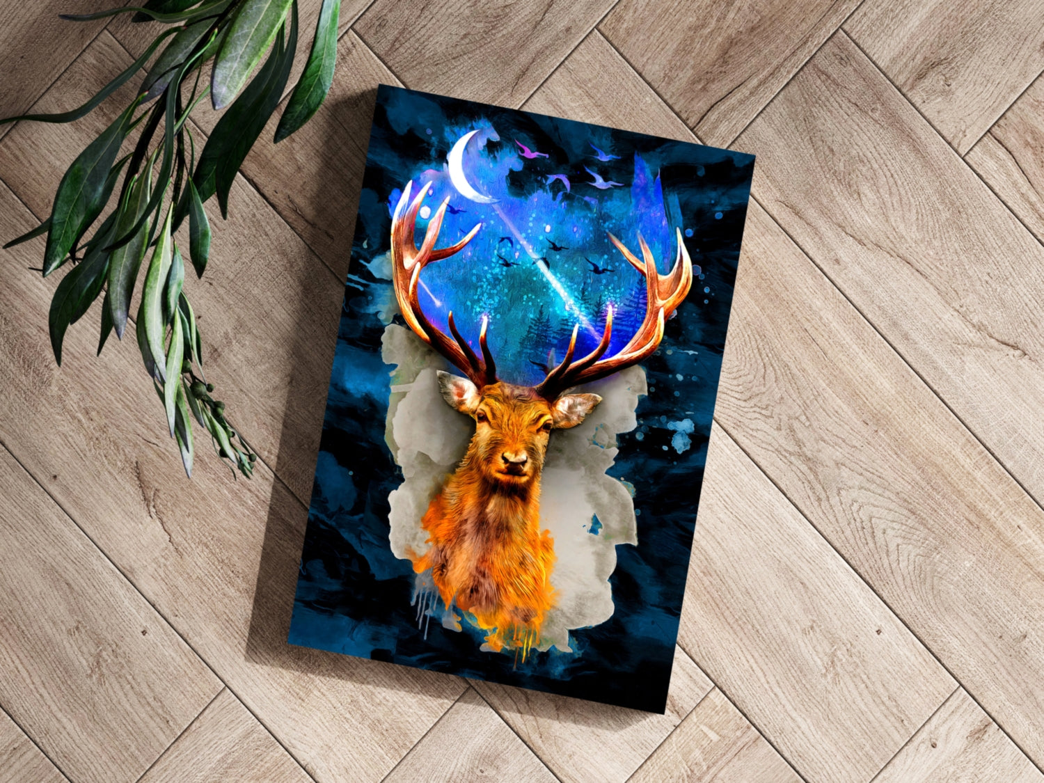 Deer at Night Aluminum Print