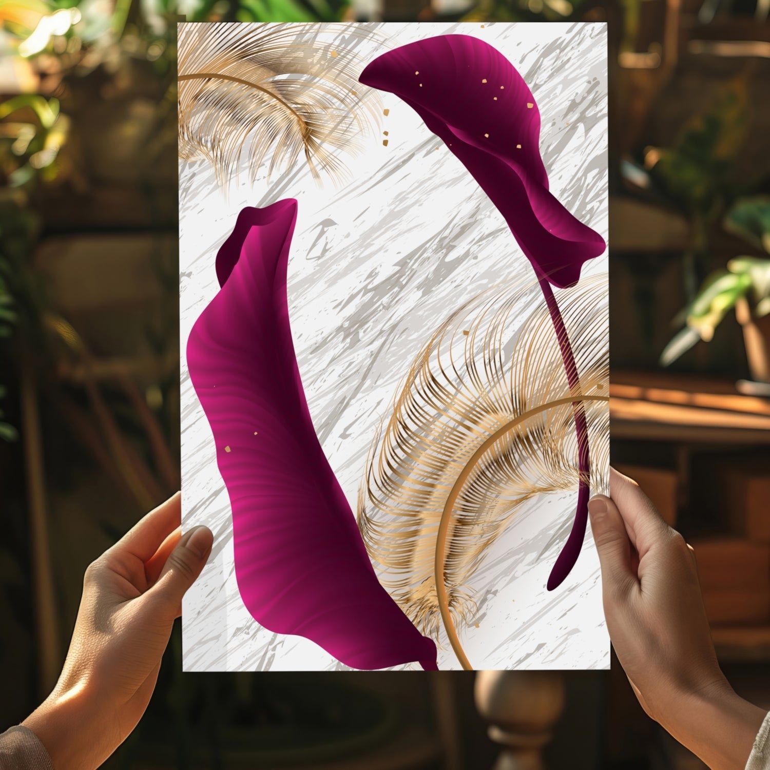 Burgundry Leaves Aluminum Print