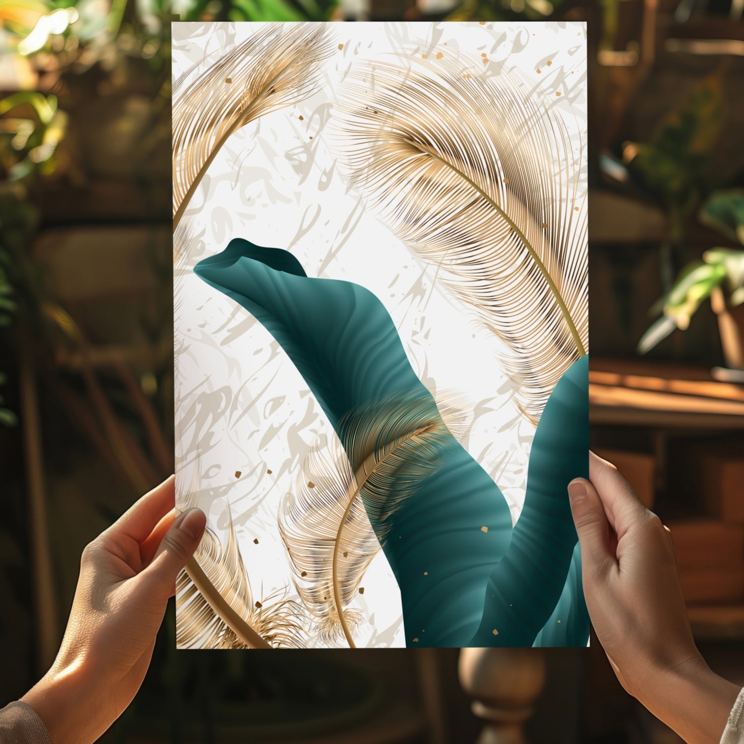 Emerald Leaves Aluminum Print