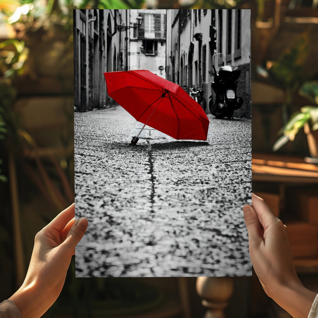 Red Umbrella Aluminum Print