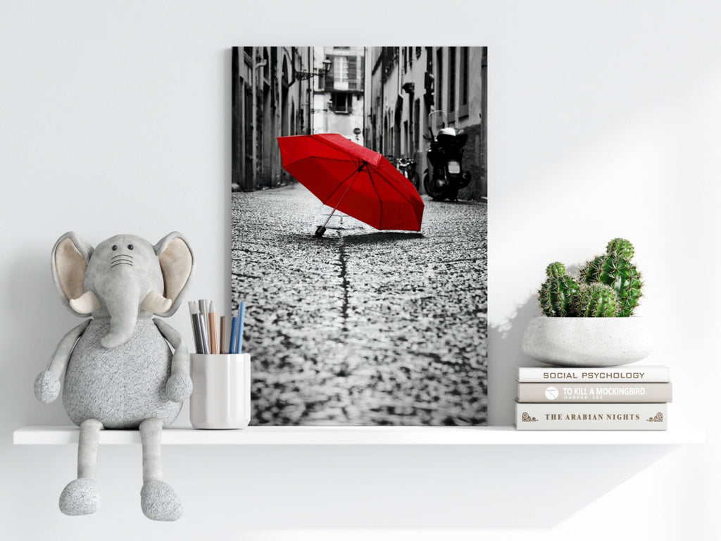 Red Umbrella Aluminum Print