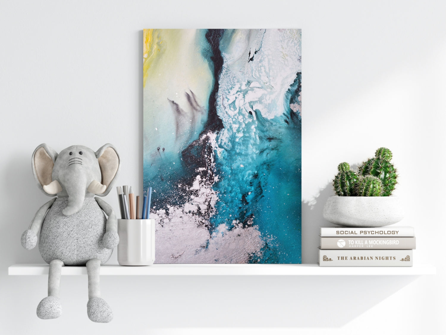 Abstract Paint Teal V2 Aluminum Print
