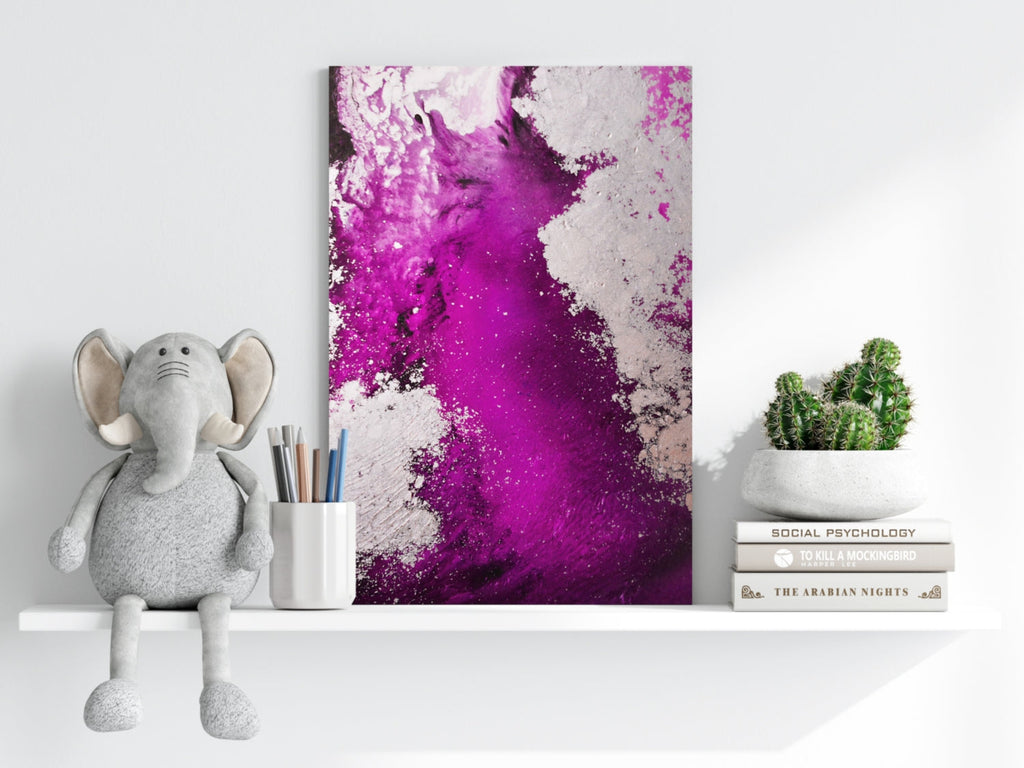 Abstract Paint Fuschia V1 Aluminum Print