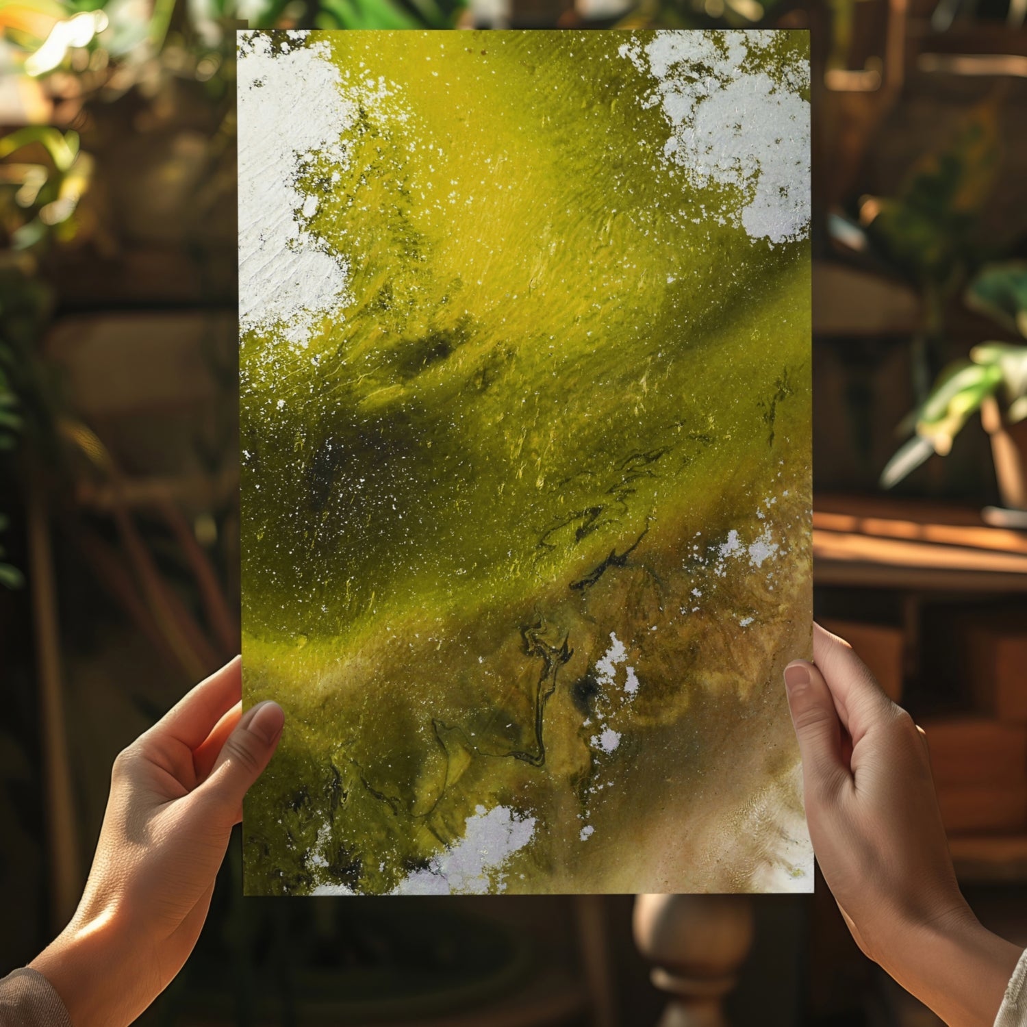 Abstract Paint Yellow V3 Aluminum Print