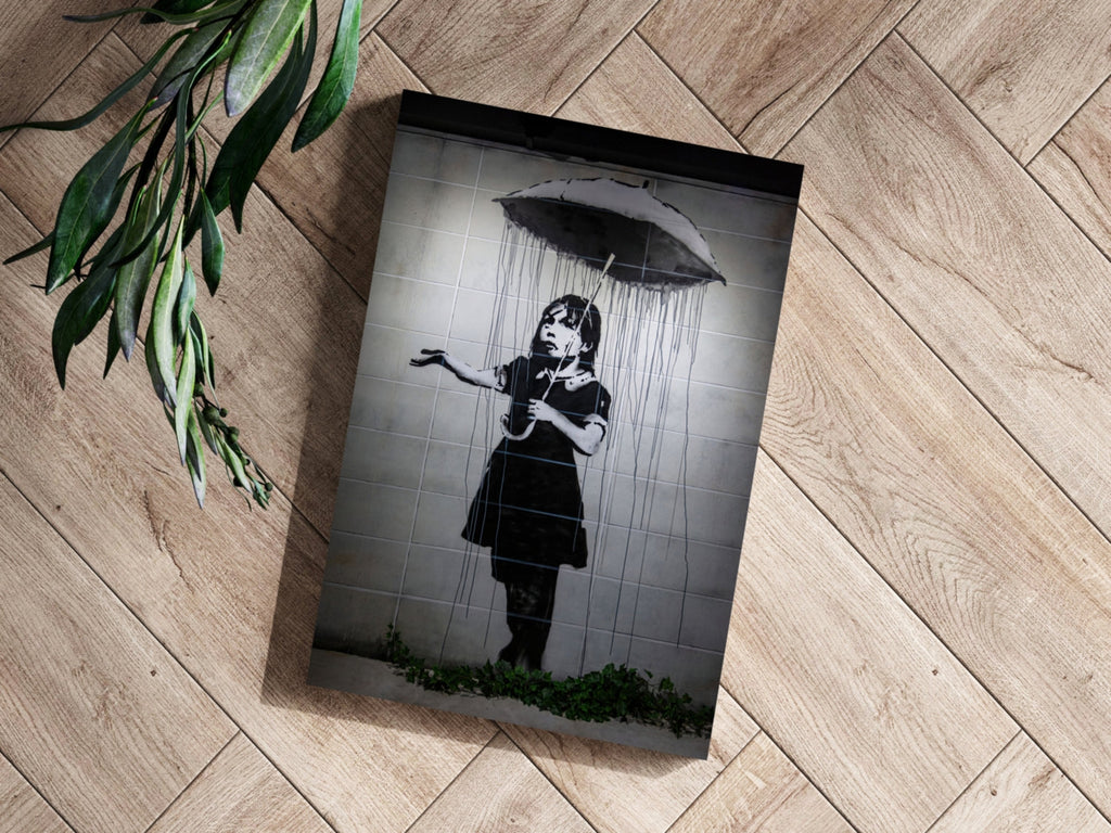 Banksy Style Rain Aluminum Print