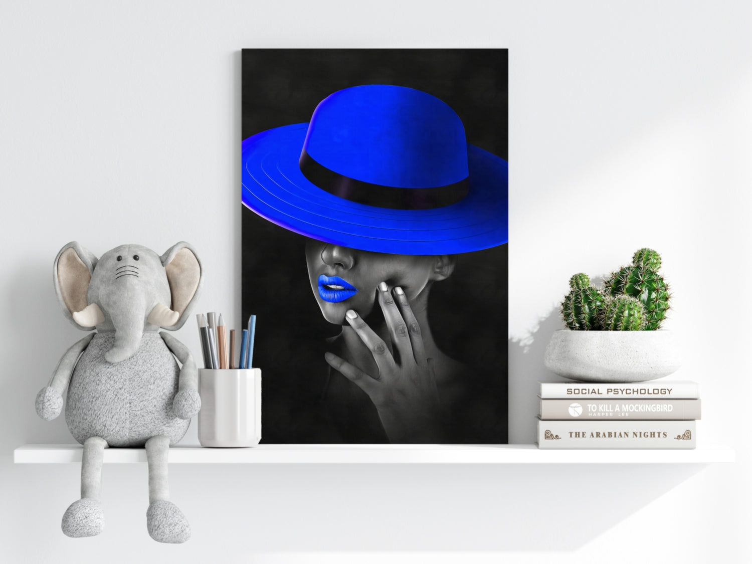 Woman with Blue Hat Aluminum Print