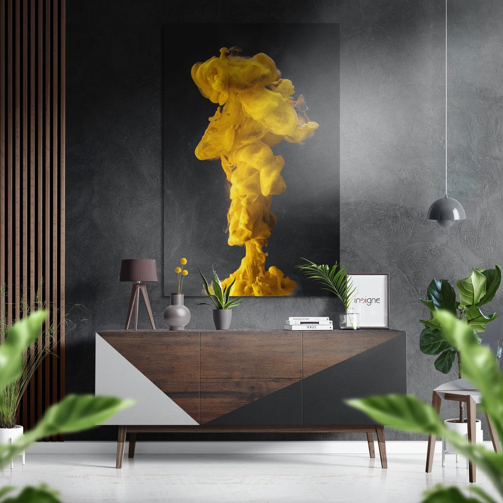 Yellow Smoke Brushed Aluminium Dibond Wall Art