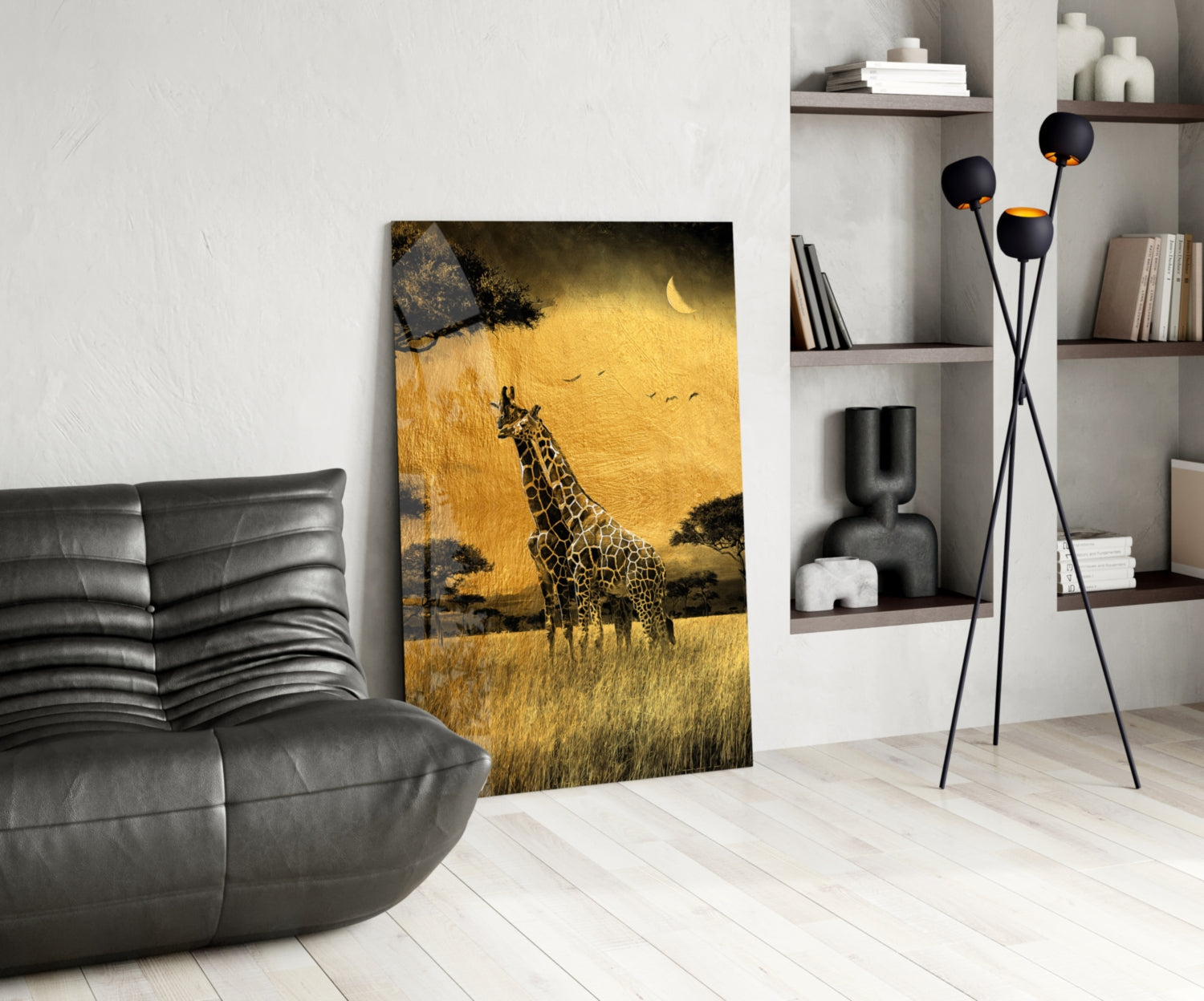 Giraffes Glass Wall Art