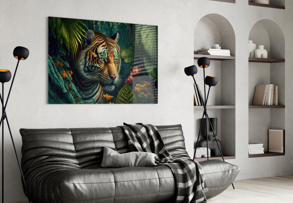 Trap Behind Flowers Glass Wall Art  || Designer Collection