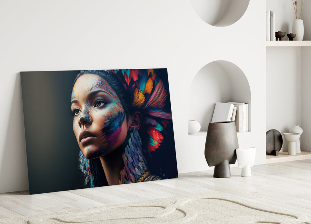 Girl with a Tattoo Glass Wall Art  || Designer Collection